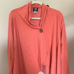 Coral wrap sweater